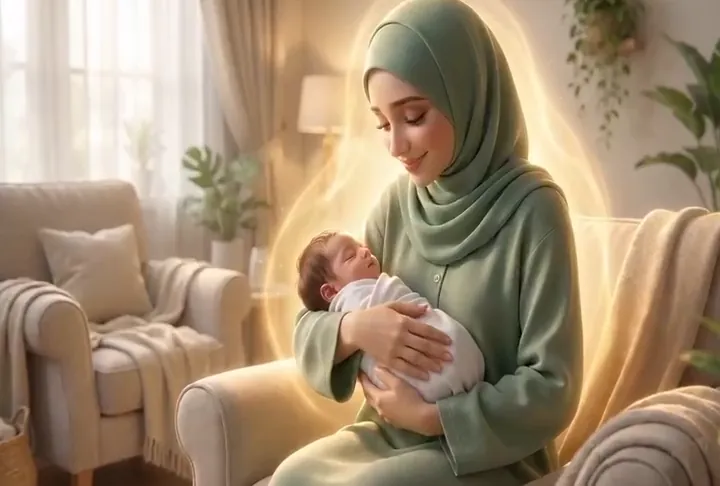 انیمیشن مادر و نوزاد در اتاقی روشن