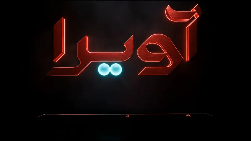 لوگوی نئونی قرمز آویرا در فضای تاریک